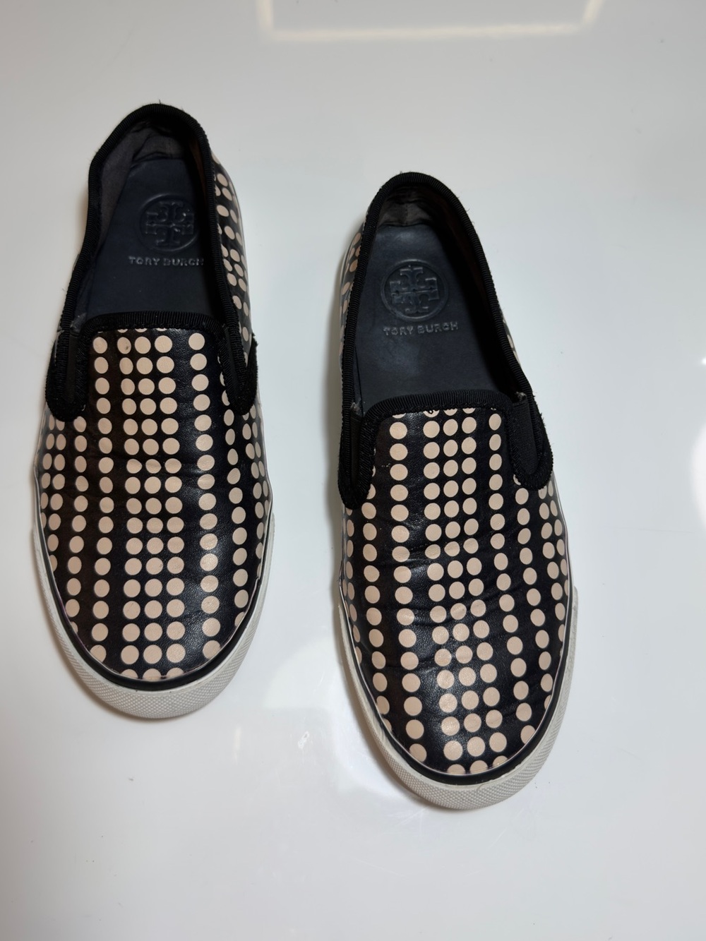 Tory Burch Women’s Slip-On Sneakers Black Polka Dot Size 6.5